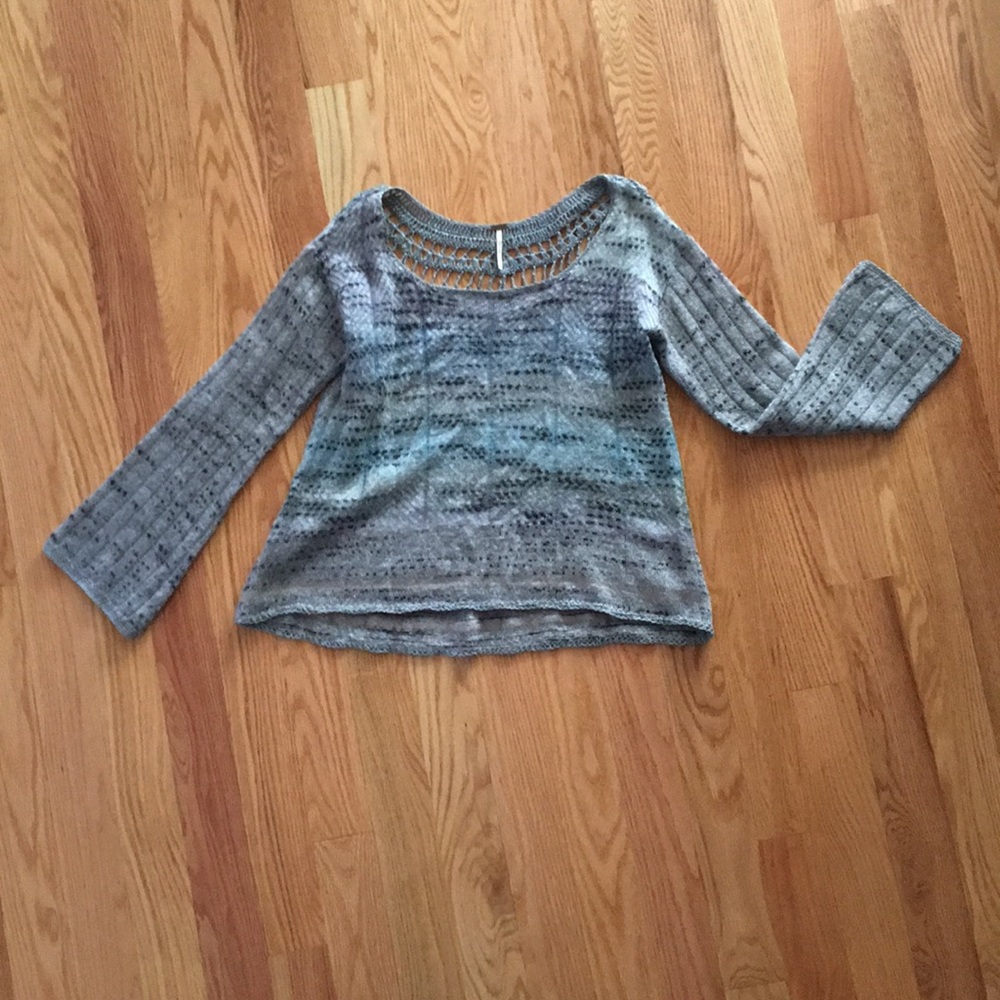 Free people sweater with bell sleeve and net back